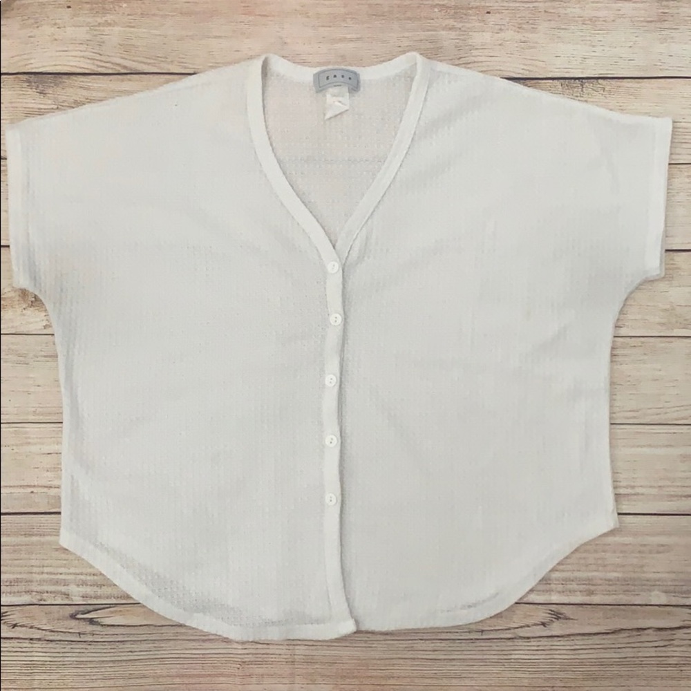 White waffle knit top